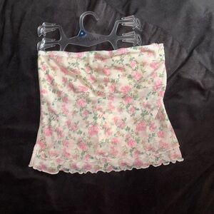 See You Monday Strapless Floral Dress - Pink and Cream